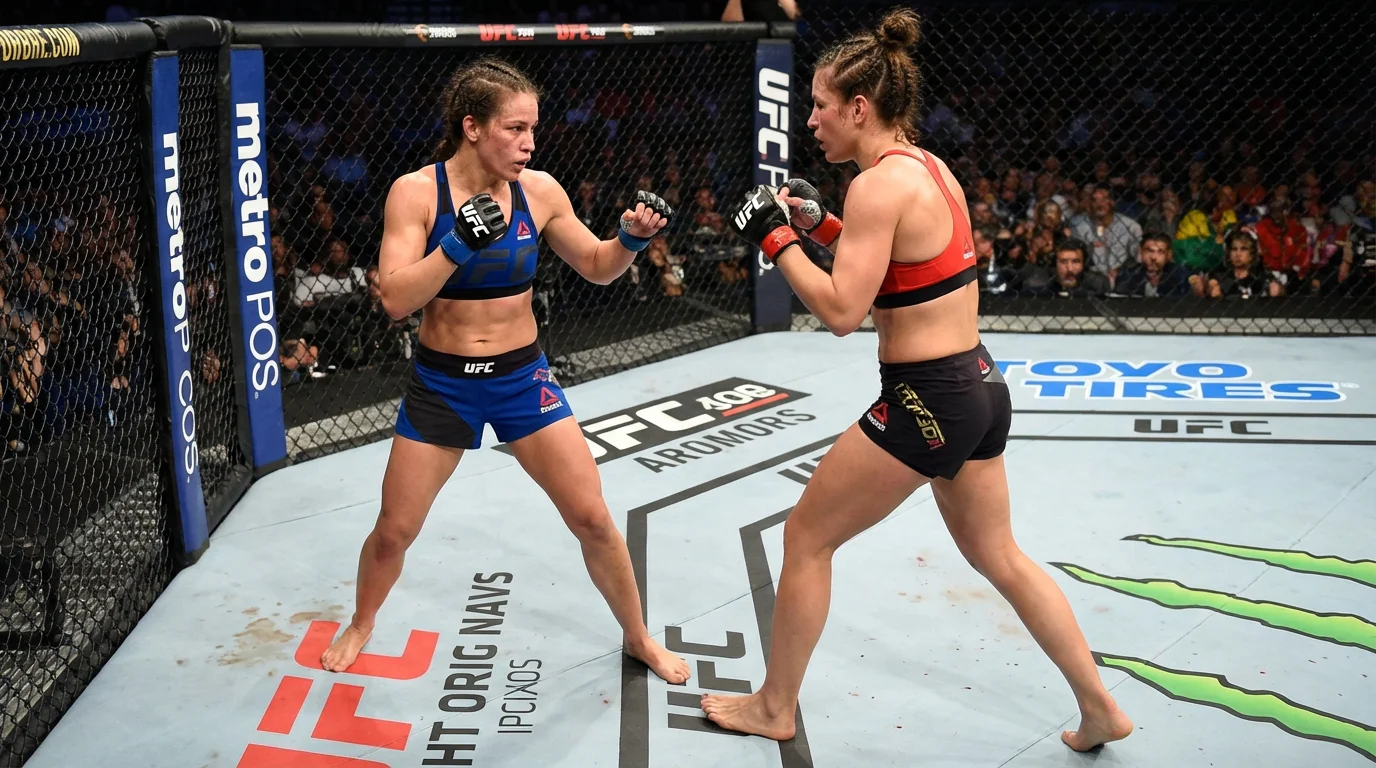 Luchadoras de MMA compitiendo en el octágono de UFC