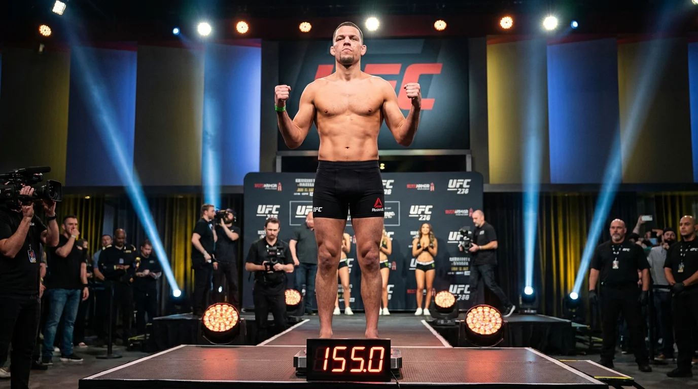 Luchador de UFC durante el pesaje oficial antes del combate