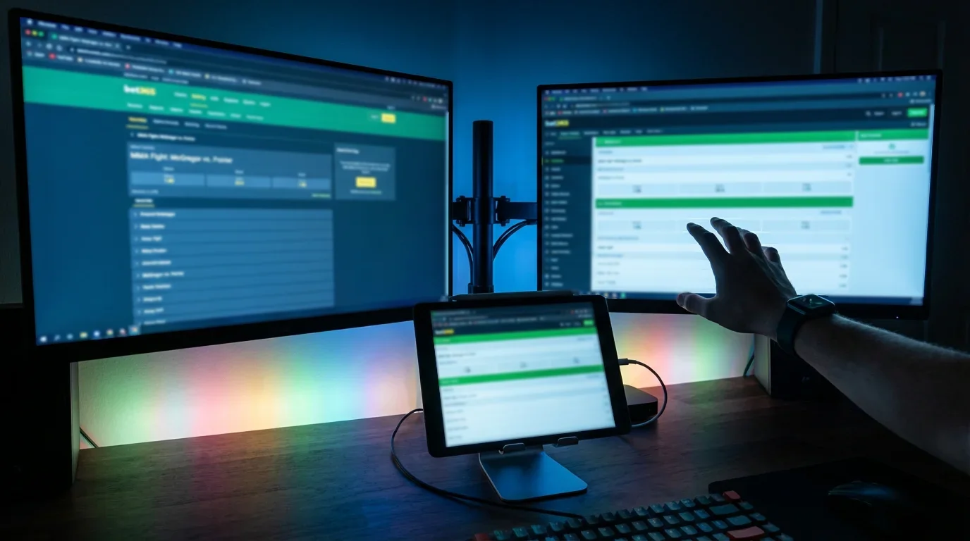 Varias pantallas mostrando diferentes cuotas para el mismo combate de MMA